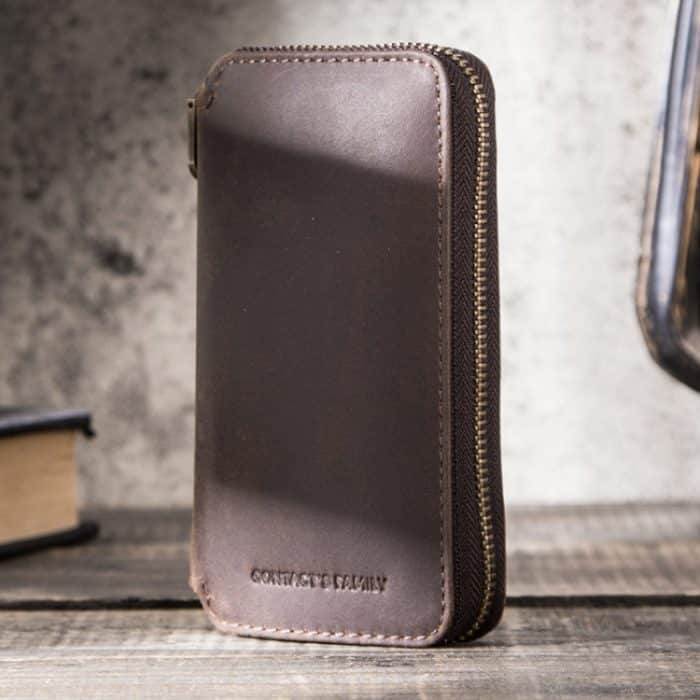 Contacts Family CF1114 Leder-Uhrenbox, Retro-Crazy-Horse-Leder-Reißverschluss-Paar-Uhrentasche, CF1114 – Bild 2