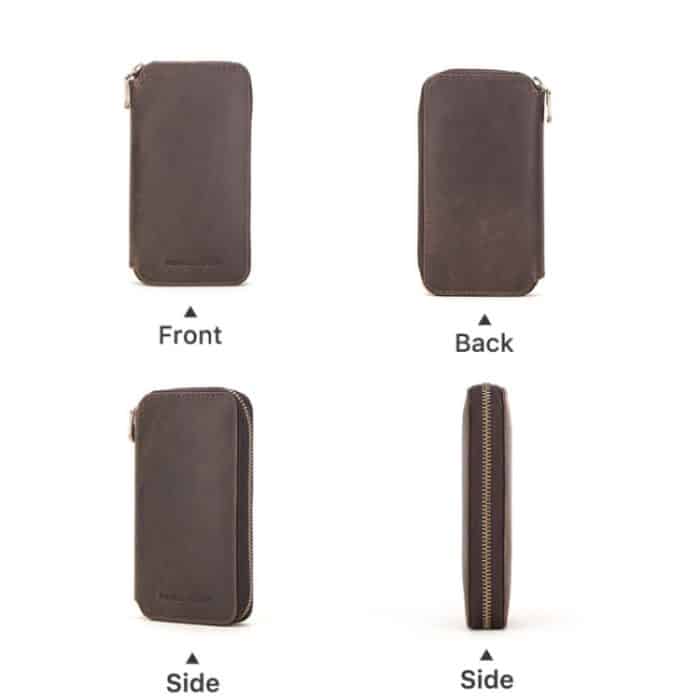 Contacts Family CF1114 Leder-Uhrenbox, Retro-Crazy-Horse-Leder-Reißverschluss-Paar-Uhrentasche, CF1114 – Bild 4