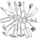 10 Stück Werkzeug-Metall-Schlüsselanhänger, Auto-Schlüsselanhänger, H-540 Activity Wrench, H-389 Hex Wrench, H-391 Glossy Ax, H-388 Thread Ax, H-395 Double Head Wrench, H-405 Double Row Saw, H-402 Hand Saw, H-541 Crooked Nose Pliers, H-399 Pliers... – Bild 2