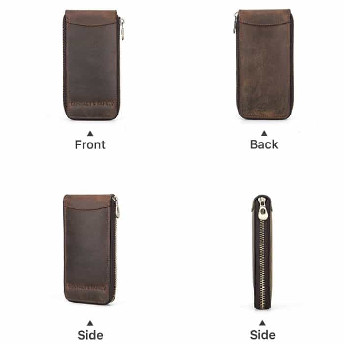 Kontakte Familie CF1121 Retro Crazy Horse Lederuhr Aufbewahrungsbox Einzeluhr Sitz Tragbare Uhr Reißverschlusstasche, CF1121 – Bild 2