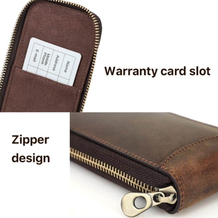 Kontakte Familie CF1121 Retro Crazy Horse Lederuhr Aufbewahrungsbox Einzeluhr Sitz Tragbare Uhr Reißverschlusstasche, CF1121 – Bild 4