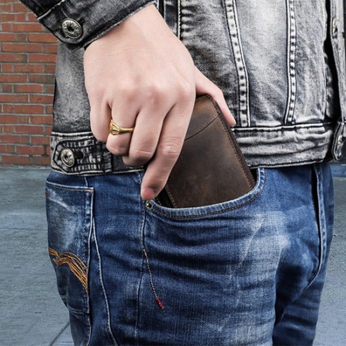 Kontakte Familie CF1121 Retro Crazy Horse Lederuhr Aufbewahrungsbox Einzeluhr Sitz Tragbare Uhr Reißverschlusstasche, CF1121 – Bild 5