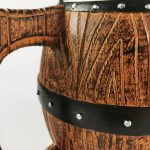 Edelstahl-Holzfass-Bierkrug, großes Fassungsvermögen, Weinfassbecher, personalisiertes Barzubehör, 550ml, 450ml – Bild 5