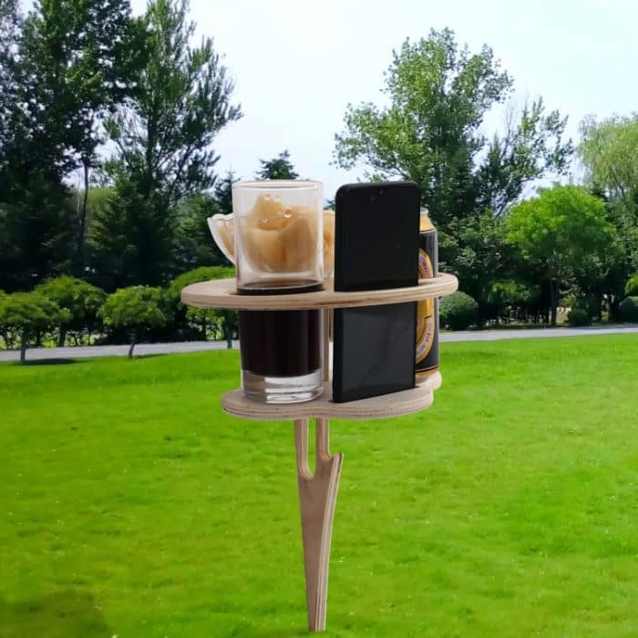 Tragbarer klappbarer Weintisch für den Außenbereich, Strandtisch für den Außenbereich, Black, Double Layer Wood Color, Double Layer Black – Bild 4