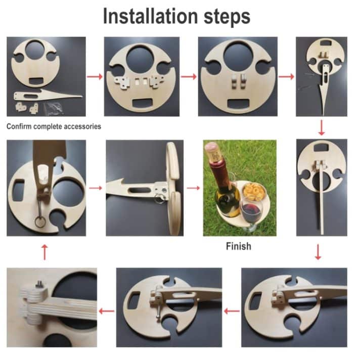 Tragbarer klappbarer Weintisch für den Außenbereich, Strandtisch für den Außenbereich, Black, Double Layer Wood Color, Double Layer Black – Bild 6