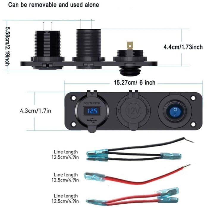 12-24V Auto Schiff Wasserdichter USB-Lade-Zigarettenanzünder-Master 3-in-1 kombinierter Panel-Schalter, 12-24V – Bild 3