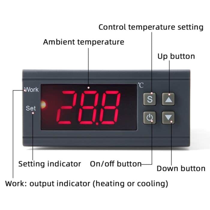 MH-1210W Digital LCD-Temperaturregler Thermoelement-Thermostatregler mit Sensor-Termometer, Temperaturbereich: -50 bis 110 Grad Celsius – Bild 4