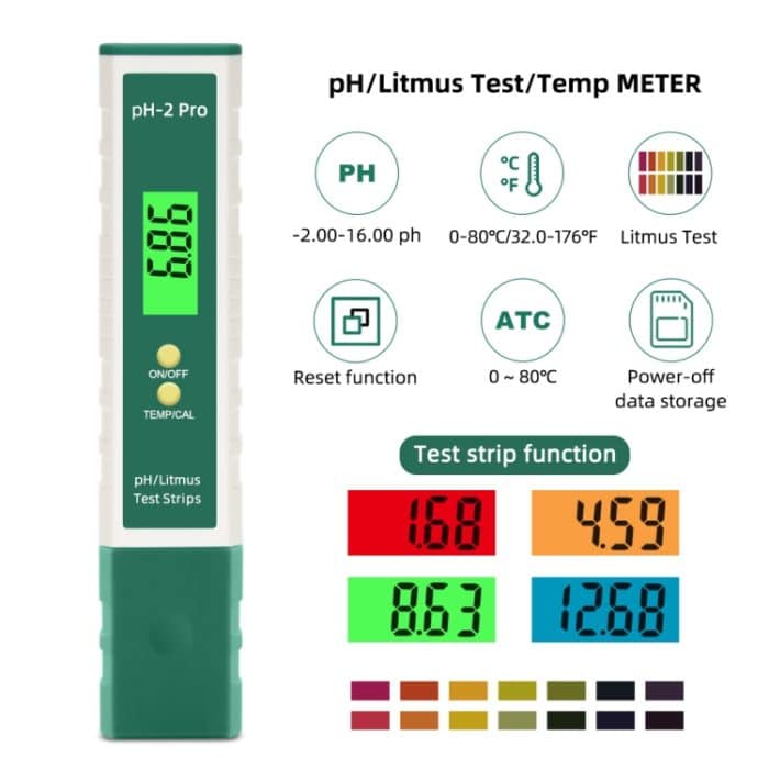 PH-2 PRO LITMUS TESTER LITMUS Test Papier Farbe ändern PH-Meter Wasserqualitätsmesser – Bild 2