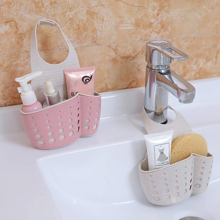Küche Schwamm Abflusshalter Weizenfaser Lagerregal Korb Waschlappen Toilette Seife Regal Organizer – Bild 6