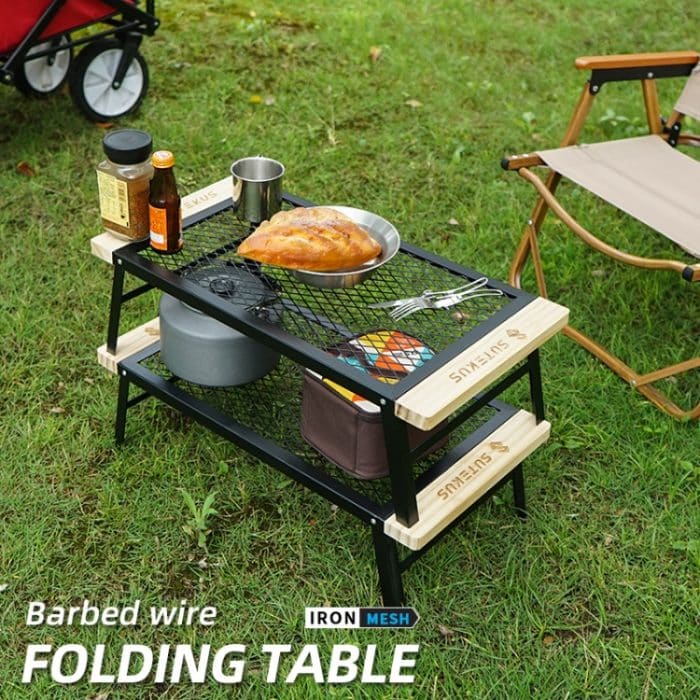 CLS Outdoor Klappbarer Netztisch Camping Eisen Klapptisch Tragbarer Grillständer Auto Campingständer – Bild 5
