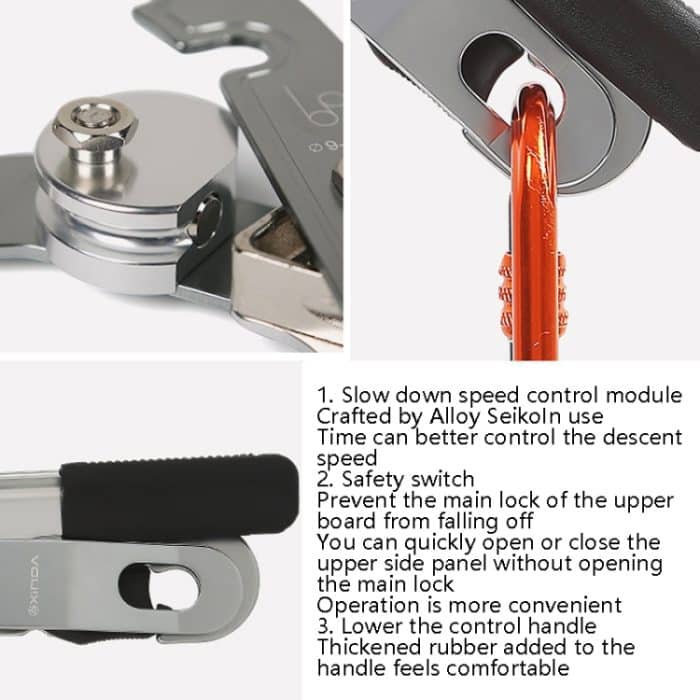 XINDA XD8604 Handgesteuertes Kletterstopp-Abseilgerät für den Außenbereich, Abseilgerät, XINDA XD8604 (Blue), XINDA XD8604 (Silver) – Bild 4