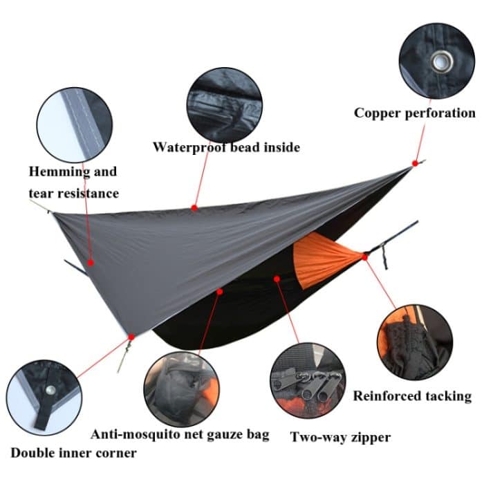 Strut Moskitonetz-Hängematte, Diamant-Sonnenschutz-Set, Outdoor-Camping, automatisches, schnell öffnendes Anti-Moskito-Hängematten-Baldachin-Set, 360x290cm Black, 360x290cm Army Green – Bild 3