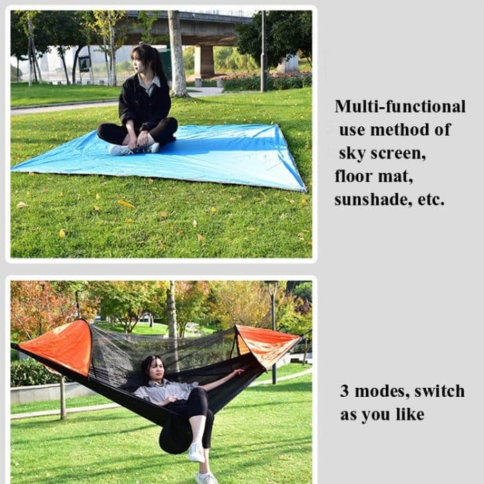 Strut Moskitonetz-Hängematte, Diamant-Sonnenschutz-Set, Outdoor-Camping, automatisches, schnell öffnendes Anti-Moskito-Hängematten-Baldachin-Set, 360x290cm Black, 360x290cm Army Green – Bild 7