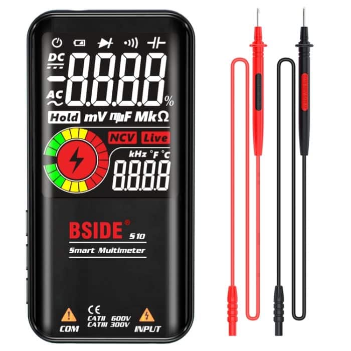 BSIDE Digitalmultimeter 9999 Zählt LCD-Farbdisplay DC AC Spannung Kapazität Diodenmessgerät, S10 Dry Battery Version (Black), S10 Dry Battery Version (Red), S11 Recharge Version (Black), S11 Recharge Version (Red) – Bild 1
