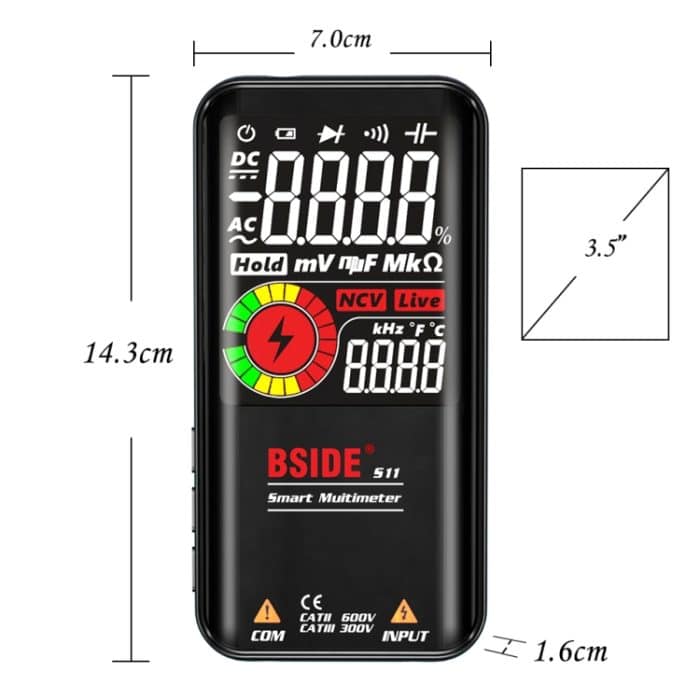 BSIDE Digitalmultimeter 9999 Zählt LCD-Farbdisplay DC AC Spannung Kapazität Diodenmessgerät, S10 Dry Battery Version (Black), S10 Dry Battery Version (Red), S11 Recharge Version (Black), S11 Recharge Version (Red) – Bild 3