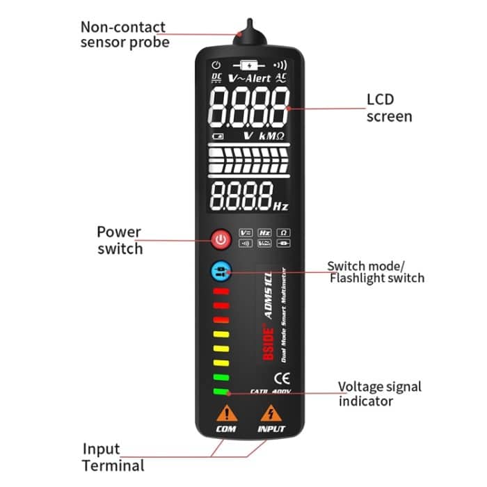 BSIDE Dual-Mode Smart Großbild-Display Multimeter Elektrischer Stift Tragbarer Spannungsdetektor, ADMS1, ADMS1CL – Bild 5
