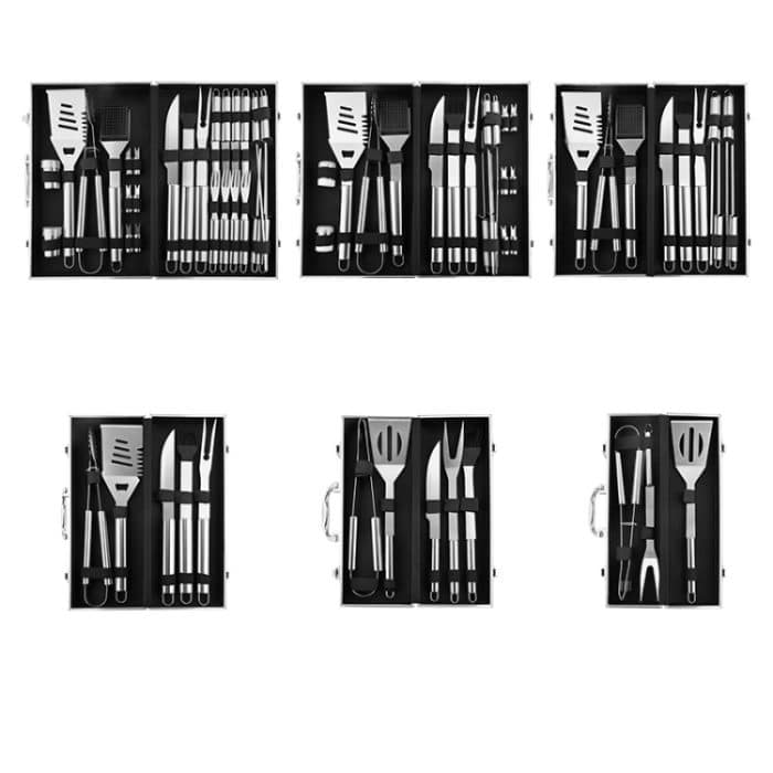 Grill-Kombinationswerkzeug-Set, Aluminium-Box, Edelstahl-Grill-Set, 3 in 1, 5 in 1 A, 5 in 1 B, 10 in 1, 18 in 1, 26 in 1 – Bild 2