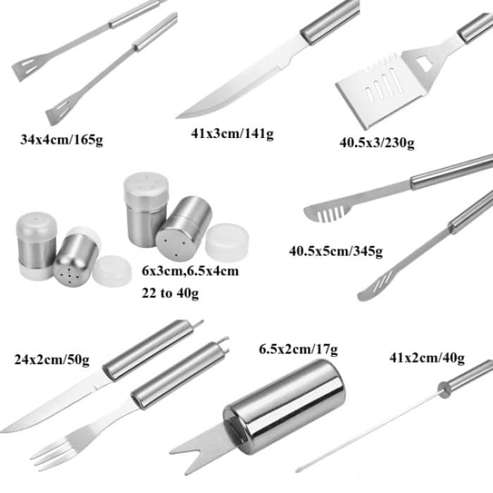 Grill-Kombinationswerkzeug-Set, Aluminium-Box, Edelstahl-Grill-Set, 3 in 1, 5 in 1 A, 5 in 1 B, 10 in 1, 18 in 1, 26 in 1 – Bild 5