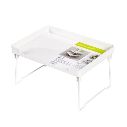 Küchen-Desktop-Garderobe, faltbarer Schrank, Aufbewahrungsregal, White, Transparent