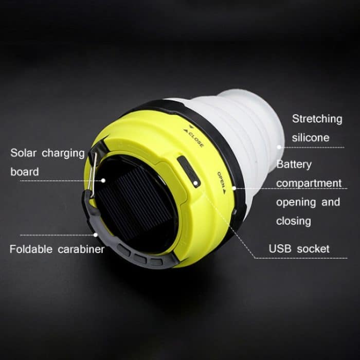 GOOFY DT-7107A Outdoor Solar USB wiederaufladbare Campingleuchte Tragbare einziehbare multifunktionale LED-Zeltleuchte – Bild 3