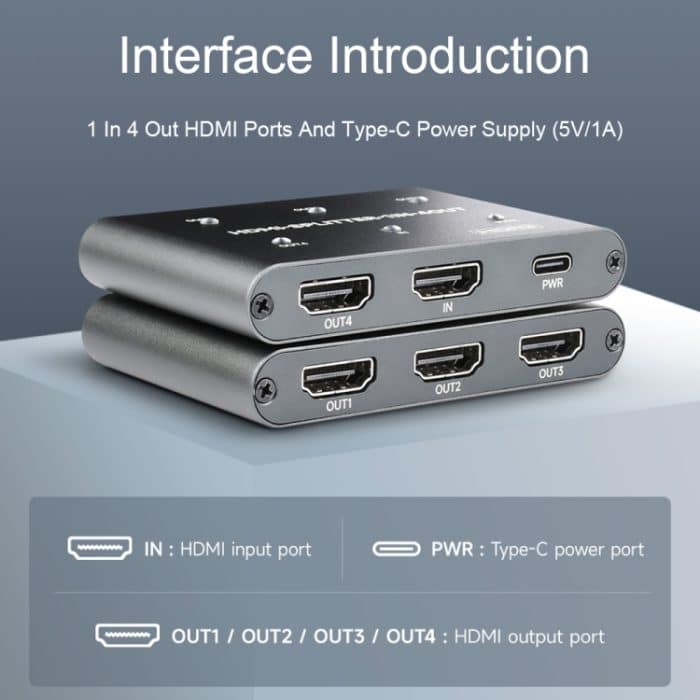 Waveshare 23738 4K HDMI Splitter, 1 In 4 Out, Teilen Sie eine HDMI-Quelle – Bild 5