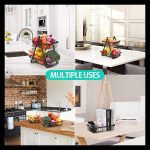 Doppelschichtiger tragbarer Schmiedeeisenkorb, faltbarer Küchenaufbewahrungskorb, Regal, Obstkorb, Double-Layer (White), Double-Layer (Black) – Bild 6