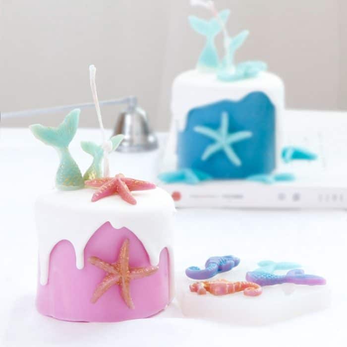 5 Stück Ocean Series große und kleine Fischschwanz-Seestern-Seepferdchen-DIY-Backform aus flüssigem Silikon, Gray, Pink – Bild 5