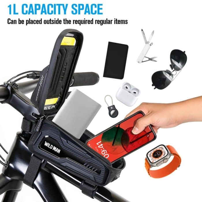 WILD MAN M20 Outdoor Radfahren Fahrrad Telefon Touchscreen wasserdichte Frontstrahltasche, M20 (Black), M20 (Green), M20 (Yellow), M20 (Gray) – Bild 3