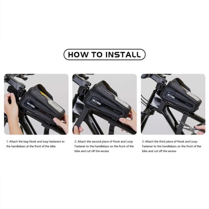 WILD MAN M20 Outdoor Radfahren Fahrrad Telefon Touchscreen wasserdichte Frontstrahltasche, M20 (Black), M20 (Green), M20 (Yellow), M20 (Gray) – Bild 9