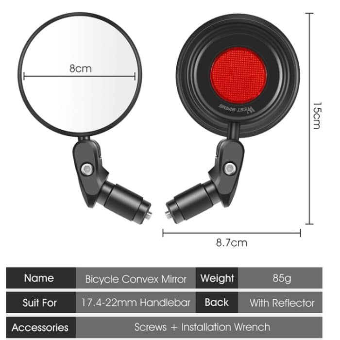1 Paar WEST BIKING YP0720032 Fahrrad-Rückspiegel, faltbarer Fahrradspiegel, WEST BIKING YP0720032 – Bild 3