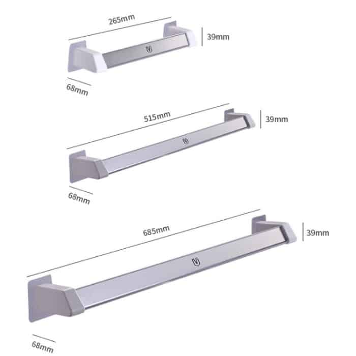 2 Stück Vilscijon Wandregal aus Aluminiumlegierung für Badezimmer, WC, Hausschuhe, Handtuchhalter, Short Silver, Short Black, Long Silver, Long Black, Lengthen Silver, Lengthen Black – Bild 3