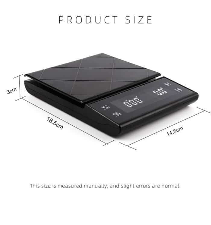 Haushaltsküchenwaage, handgemachte Kaffee-Elektronikwaage mit Timer, 3kg / 0.3g – Bild 3