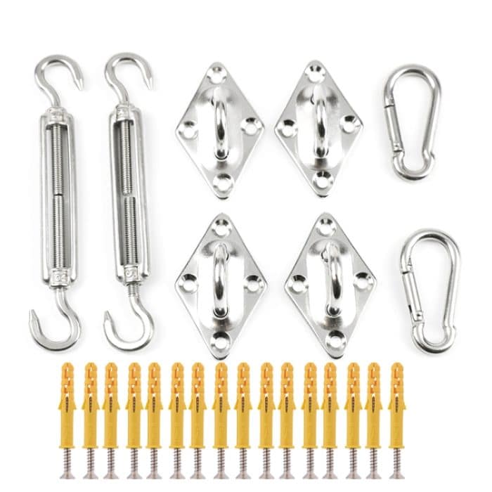 Rechteckiges Sonnensegel für den Außenbereich, Zubehör aus Edelstahl 304, Außenschirm, Blumenkorb, Schrauben, Diamant-Türschnalle, 24 PCS / M5 Set – Bild 1