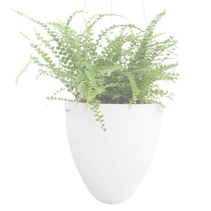 Drahthängender Blumentopf aus Kunststoff mit automatischer Wasseraufnahme und mattierter Oberfläche, Plastic Flowerpot – Bild 1