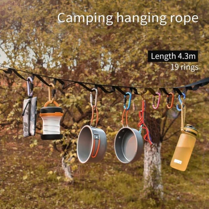 Outdoor Camping Zelte Lagerung Wäscheleine 19 Ring Wild Camp Straps Lanyard, Länge: 4,3 m – Bild 5