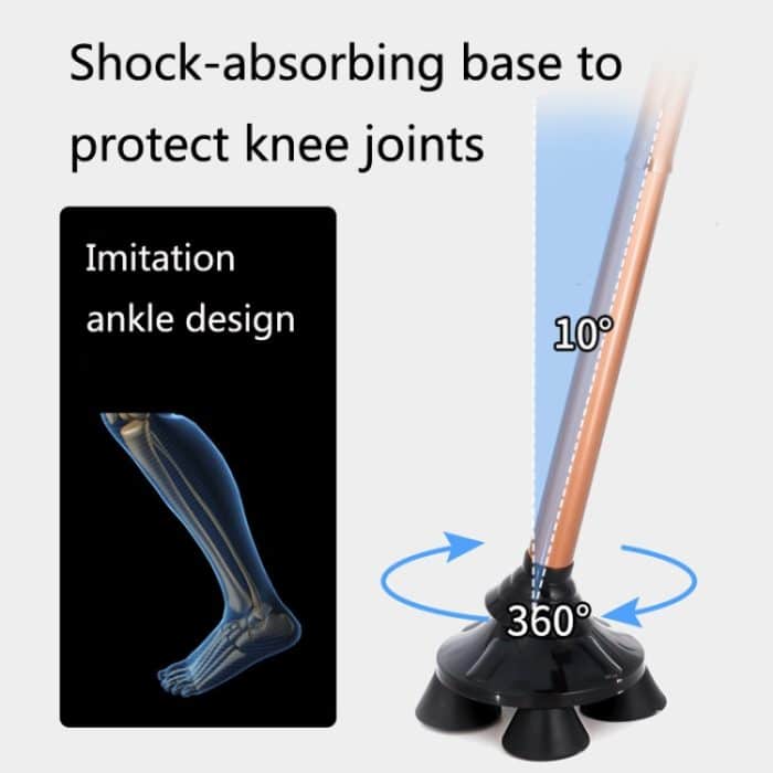 TBS-009 Vierbeinige klappbare ältere Krücken aus Aluminiumlegierung, leichte und multifunktionale rutschfeste Krücken mit Licht, TBS-009(Black), TBS-009(Brown) – Bild 3