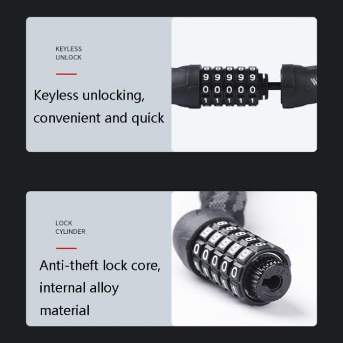 WEST BIKING YP0705065 Fahrrad Reflektierendes Diebstahlschutzschloss Mountainbike Anti-Peeling Reflektierendes Streifenschloss, WEST BIKING YP0705065 – Bild 6