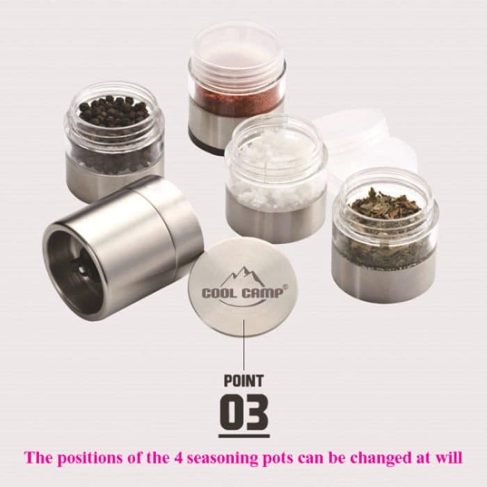COOL CAMP CF-601 Outdoor Tragbares Grill-Picknick-Gewürzflaschen-Set mit Mühle, – Bild 4