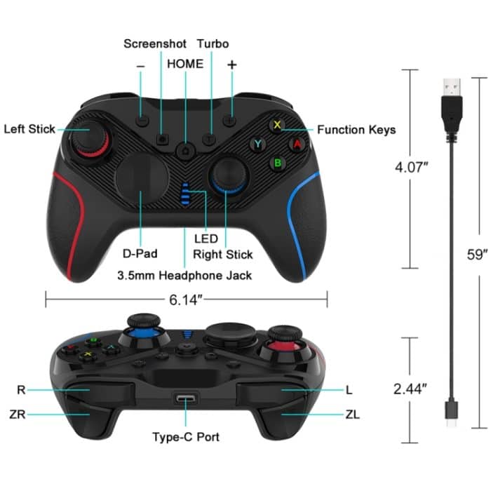Drahtloses Gamepad mit Wake-Up für Nintendo Switch/Android/IOS/PC, Stil:, S818 Left Blue + Bracket, S818 Left Red + Bracket, S818 Left Blue, S818 Left Red, S818 Green Black, S818 Green Black + Bracket – Bild 5