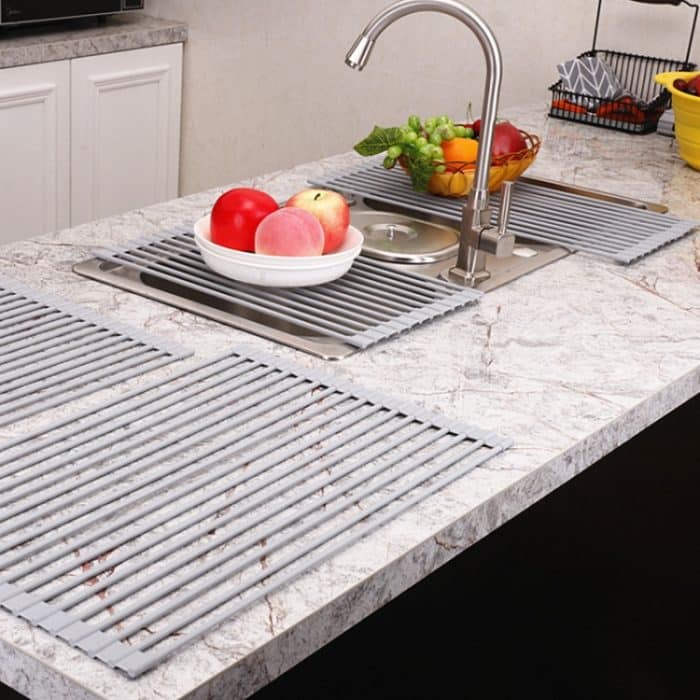 Zusammenklappbare Wasserfilter, Küchenregal, Waschbecken, Schüssel, Essstäbchen, Filter, Stil:, Silicone Square 52x33cm, Silicone Square 43x30.5cm, Silicone Round 52x33cm, Silicone Round 44.5x33cm, Silicone Round 43x33cm, Silicone Round 42x35cm... – Bild 5