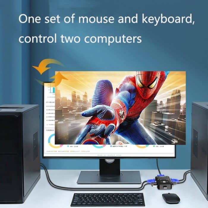 HW1701 2 in 1 Out KVM-Umschalter 2 Port manueller VGA-Switch USB mit Tastatur-Maus-Umschaltung, HW1701 – Bild 7