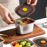 Kühlschrank-Frucht-Frischhaltebox, versiegelte Lunchbox aus Edelstahl 304, 250ml, 450ml, 600ml, 1000ml – Bild 5