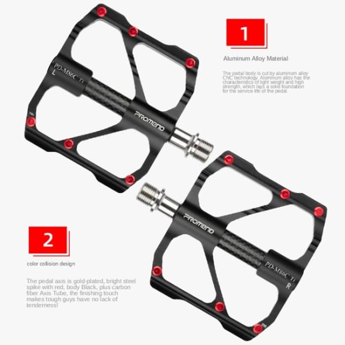 1 Paar PROMEND Titanachse Carbonrohr Fahrradpedal Mountainbike Rennrad 3 Palin Pedal, PD-M86C-TI, PD-R87C-TI – Bild 3