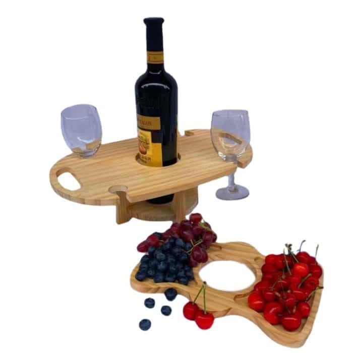 Outdoor-Picknicktisch, faltbares Weinregal aus Holz, Foldable Table – Bild 4