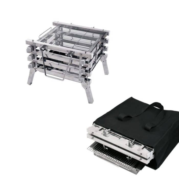 Komplett aus Edelstahl, zusammenklappbar, tragbarer Grill, Holzkohlegrill, Holzofen, CF-723 – Bild 2