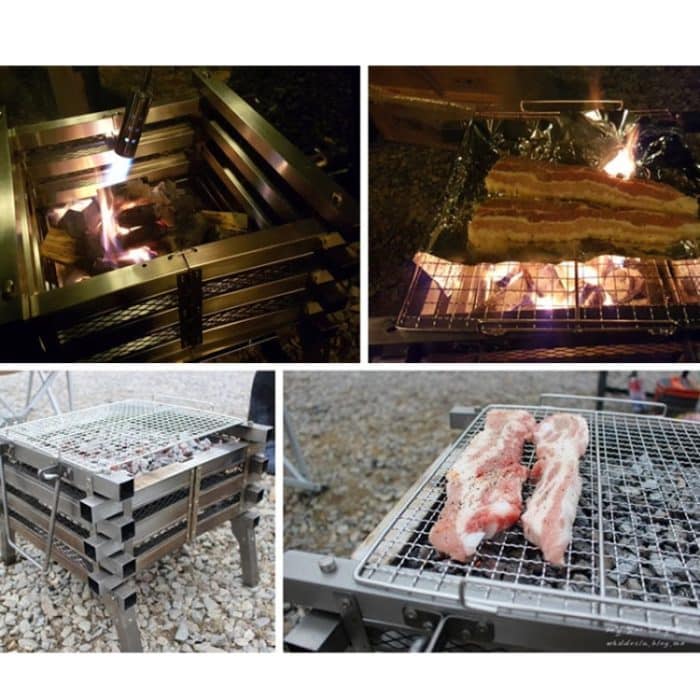 Komplett aus Edelstahl, zusammenklappbar, tragbarer Grill, Holzkohlegrill, Holzofen, CF-723 – Bild 7