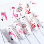 5 Stück Flamingo-Nagelaufkleber, Wasseraufkleber, niedliche Tiere, Kaninchen, Eule, Wraps, Flora, Wasserzeichen, selbstklebende Dekoration, Maniküre