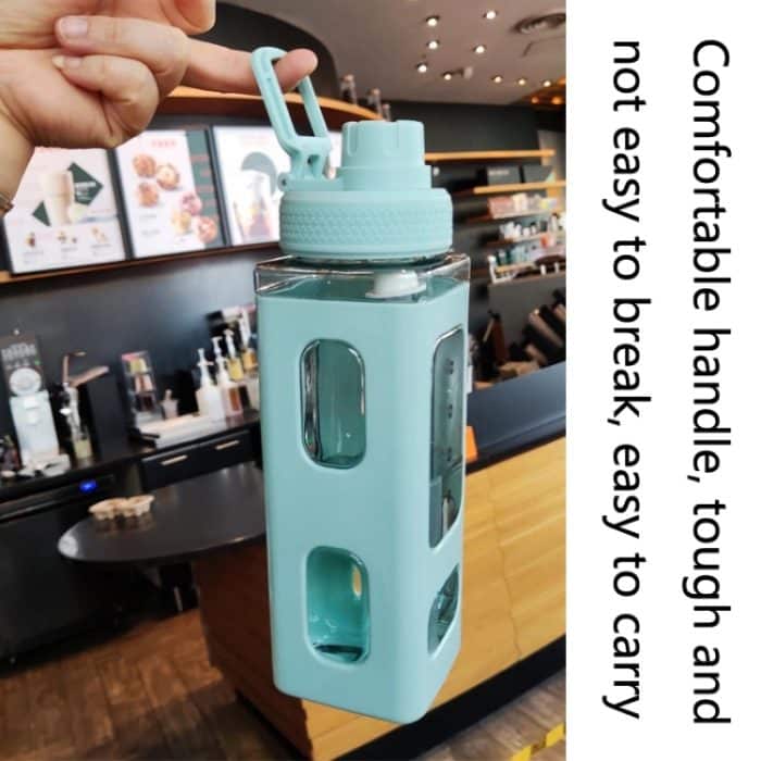 2 Stück quadratischer Kunststoff-Wasserbecher mit Strohhalm, Outdoor-Sport, tragbare Wasserkocher mit großer Kapazität, 700ml (White), 700ml (Blue), 700ml (Red), 900ml (White), 900ml (Blue) – Bild 3