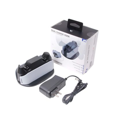 SPARKFOX W20P508 Dual-Ladegerät mit Kontakten, kabelloses Griff-Ladegerät für PS5, Stil:, Charger+Data Cable+Charging Plug, Charger+Data Cable