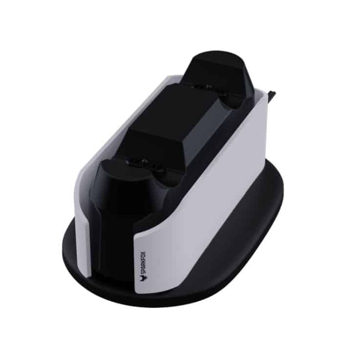 SPARKFOX W20P508 Dual-Ladegerät mit Kontakten, kabelloses Griff-Ladegerät für PS5, Stil:, Charger+Data Cable+Charging Plug, Charger+Data Cable – Bild 2